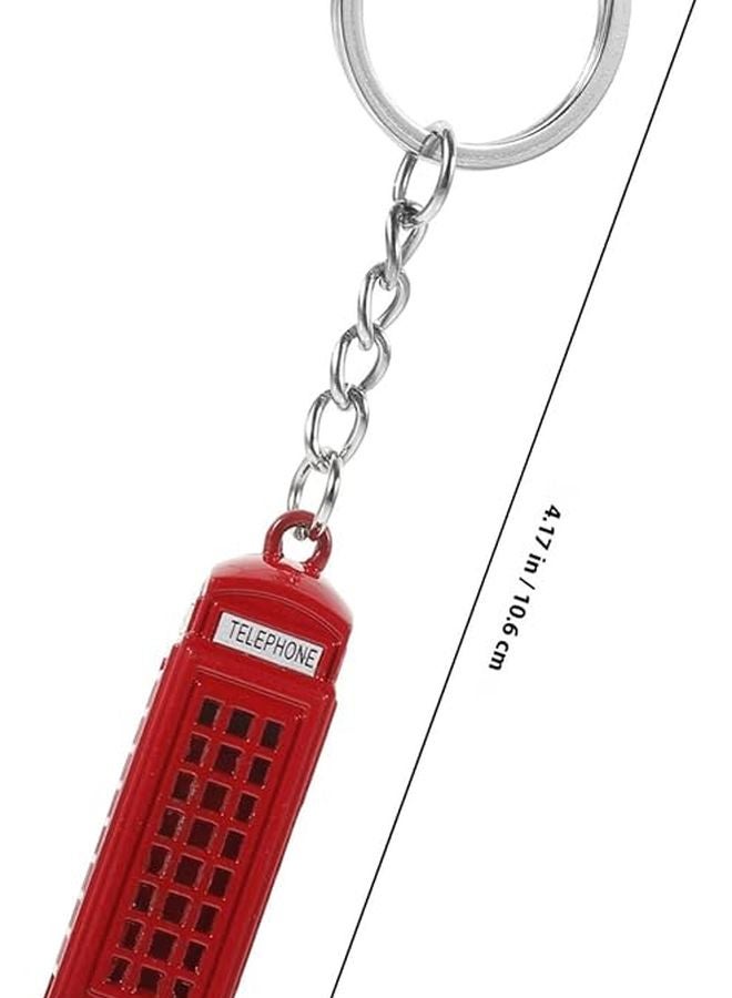 STOBAZA 4pcs British Keychain Charm Set Zinc Alloy Red Bus Telephone Box Clock Design - Image 2